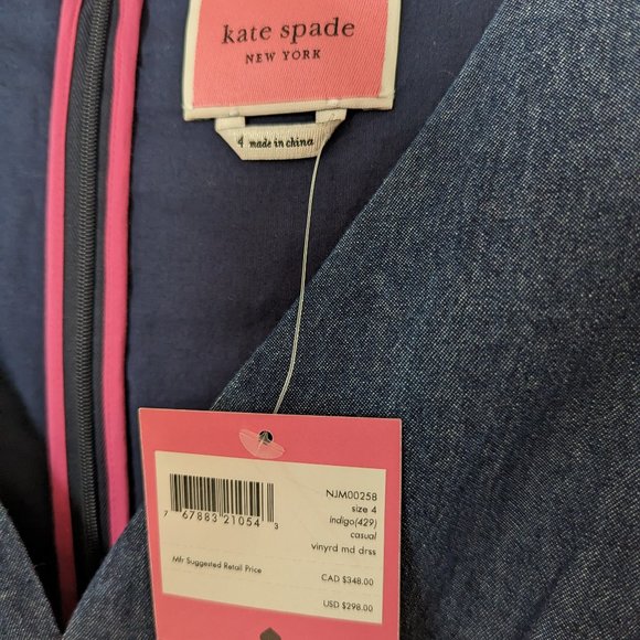 NWT! Kate Spade NY Chambray Vineyard Midi Dress Size 4 Indigo Denim - Picture 12 of 14